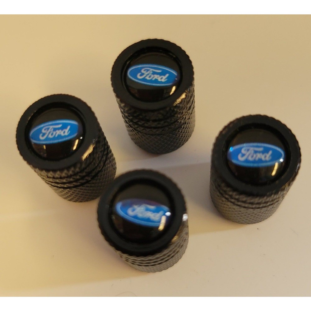Ford Valve Stem Caps 4 Pcs Black NIP